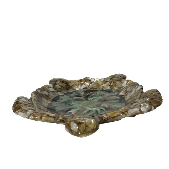 Epoxy Resin Turtle Jewelry Or Trinket Holder With Shells And  Bloom In Center - Picture 6 of 14